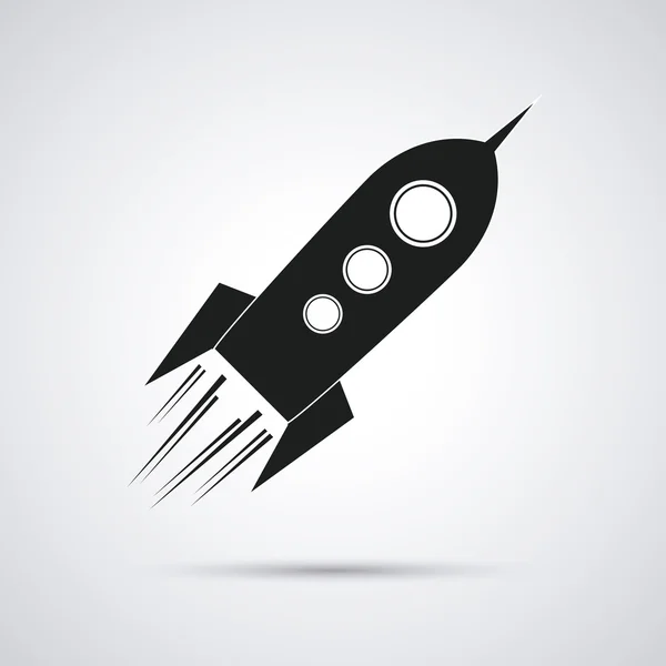 Diseño de cohetes. Icono de nave espacial. Ilustración plana, vector editable — Vector de stock