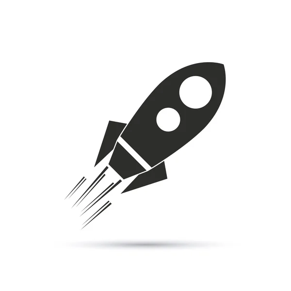 Diseño de cohetes. Icono de nave espacial. Ilustración plana, vector editable — Vector de stock