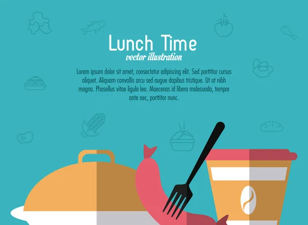 Diseño a la hora del almuerzo. Icono del menú. Ilustración plana, vector editable — Vector de stock