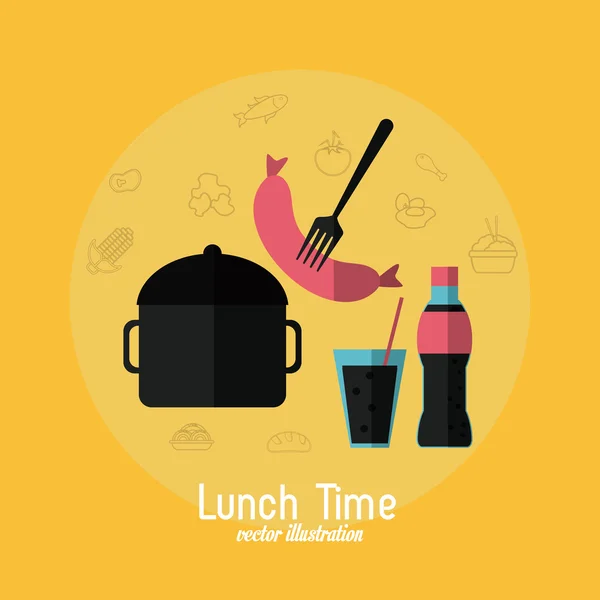 Conception de l'heure du déjeuner. icône de menu. Illustration plate, vecteur modifiable — Image vectorielle