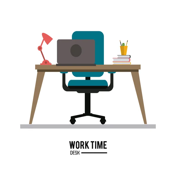 Dolgozik a tervezési idő. Office ikon. Színes illusztráció — Stock Vector