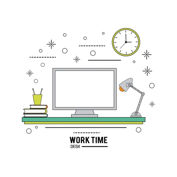 Progettazione del tempo di lavoro. Icona dell'ufficio. Illustrazione colorata — Vettoriale Stock