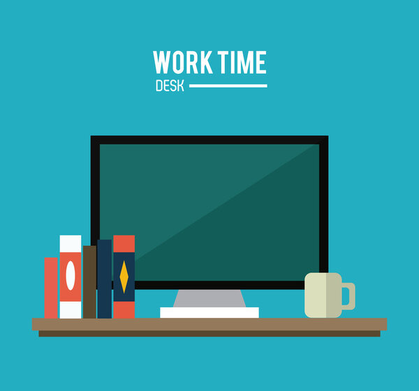 Work time design. Office icon. Colorful illustration