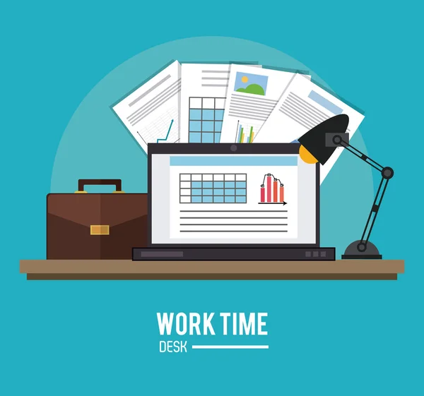 Diseño del tiempo de trabajo. Icono de oficina. Colorida ilustración — Archivo Imágenes Vectoriales