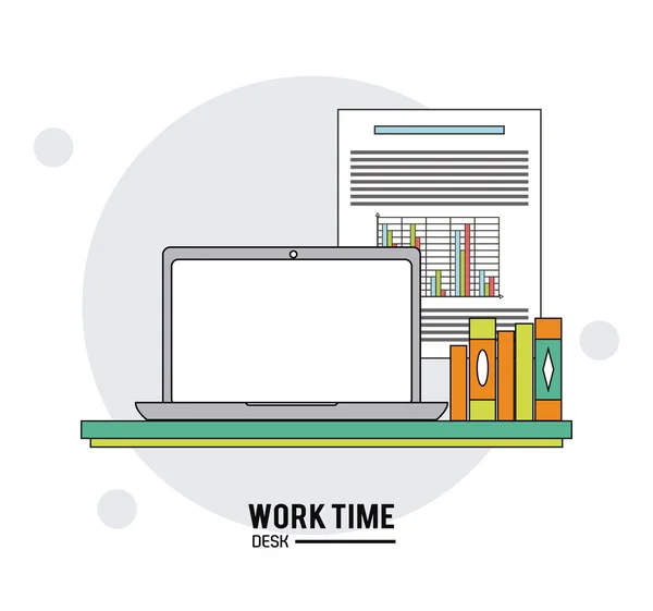 Conception du temps de travail. icône de bureau. Illustration colorée — Image vectorielle