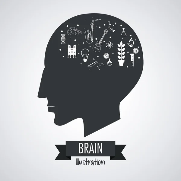 Σχεδιασμός του εγκεφάλου. Έννοια του νου. Λευκό φόντο, επεξεργάσιμο και vector — Διανυσματικό Αρχείο