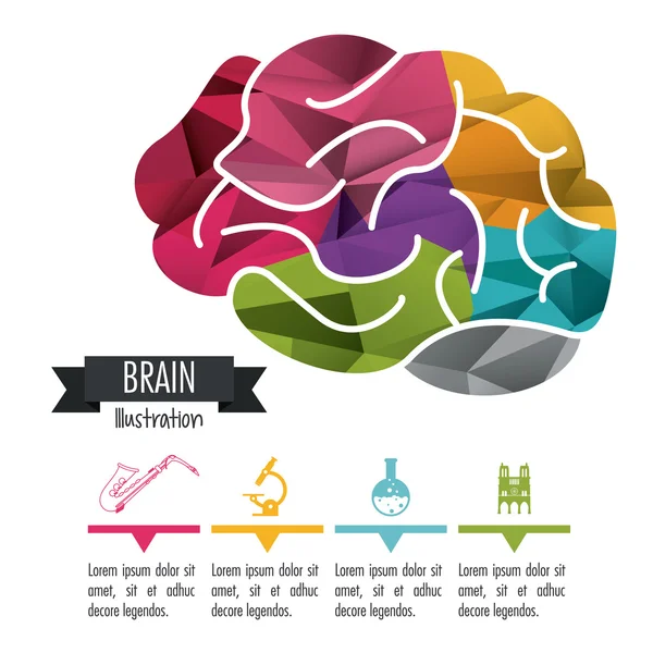 脳のデザイン。心の概念。白い背景に、編集可能なベクトル — ストックベクタ