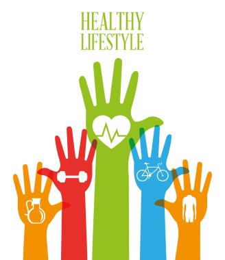 Sağlıklı yaşam tarzı tasarım. Welness simgesi. Renkli resimde