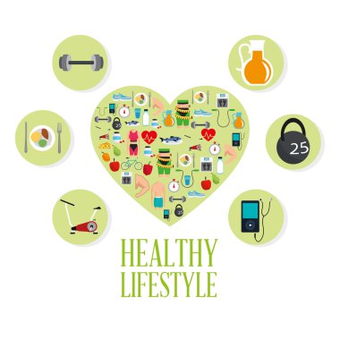 Sağlıklı yaşam tarzı tasarım. Welness simgesi. Renkli resimde