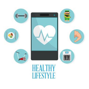 Sağlıklı yaşam tarzı tasarım. Welness simgesi. Renkli resimde