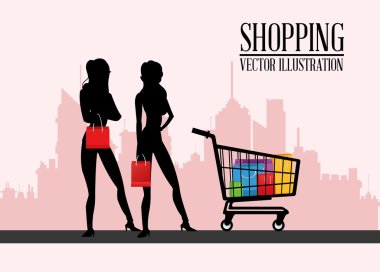 Tasarım alışveriş. Ticaret simgesi. Renkli tasarım