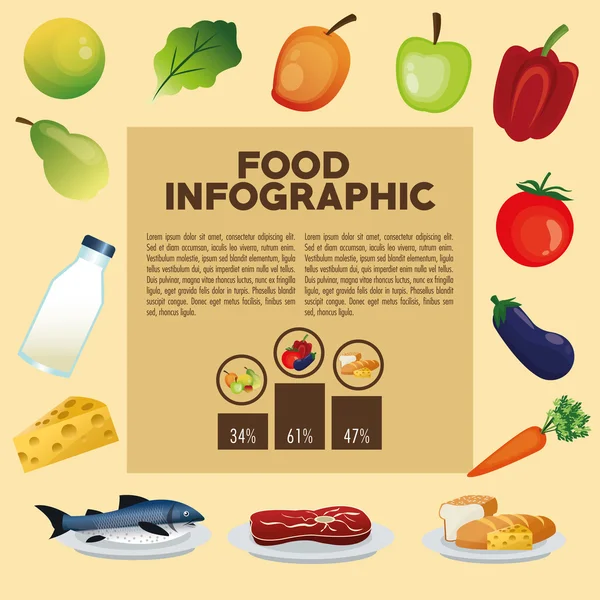 Diseño de alimentos. Icono de infografía. Colorida ilustración — Archivo Imágenes Vectoriales