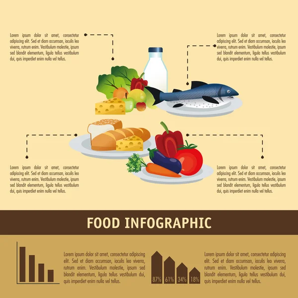 Diseño de alimentos. Icono de infografía. Colorida ilustración — Vector de stock