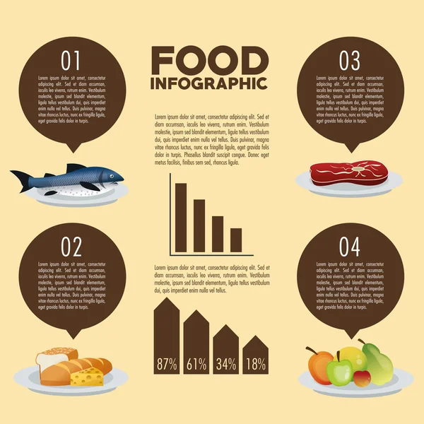 Diseño de alimentos. Icono de infografía. Colorida ilustración — Archivo Imágenes Vectoriales