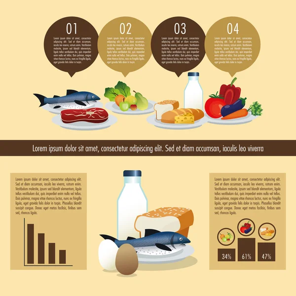 Diseño de alimentos. Icono de infografía. Colorida ilustración — Vector de stock