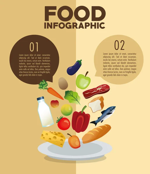 Lebensmitteldesign. Infografik-Symbol. Bunte Illustration — Stockvektor
