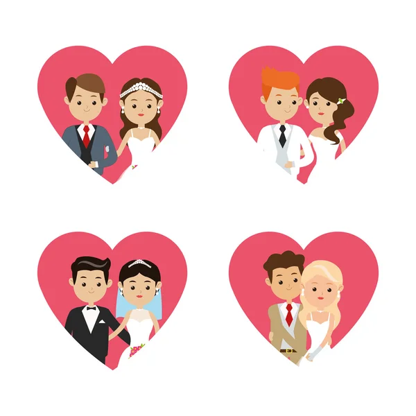 Diseño de casados. Icono de boda. Ilustración colorida, vector — Vector de stock