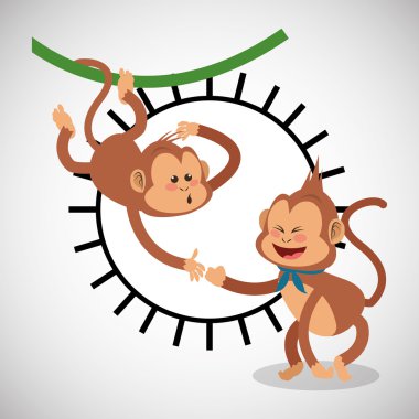 Hayvan tasarımı. maymun simgesi. İzole illüstrasyon, vektör