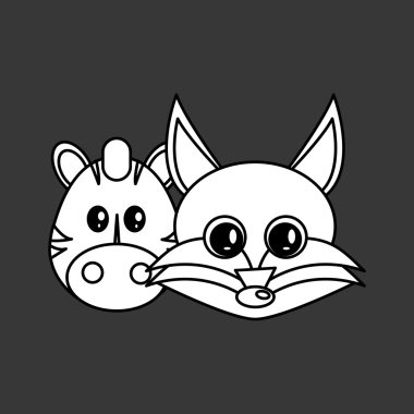 Hayvan yüz tasarım. çizgi film simgesi. vektör çizim