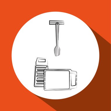 Mutfak tasarımı. Malzemeleri simgesi. Beyaz arka plan, vektör çizim