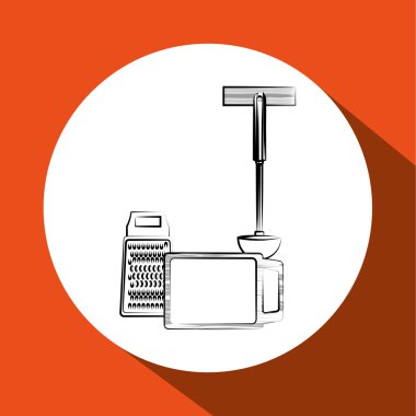 Mutfak tasarımı. Malzemeleri simgesi. Beyaz arka plan, vektör çizim