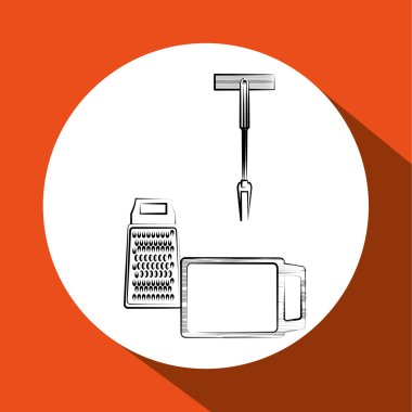 Mutfak tasarımı. Malzemeleri simgesi. Beyaz arka plan, vektör çizim