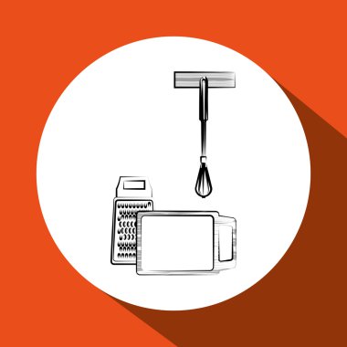 Mutfak tasarımı. Malzemeleri simgesi. Beyaz arka plan, vektör çizim