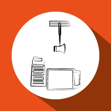 Mutfak tasarımı. Malzemeleri simgesi. Beyaz arka plan, vektör çizim