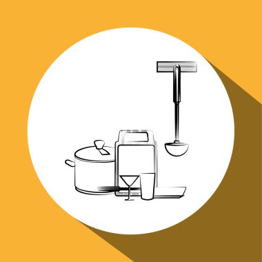 Mutfak tasarımı. Malzemeleri simgesi. Beyaz arka plan, vektör çizim