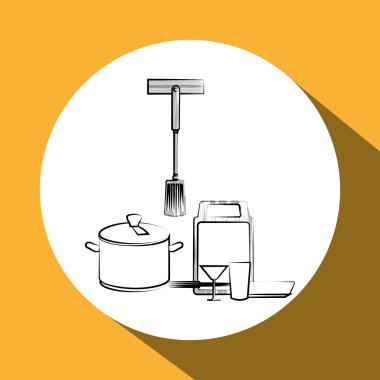 Mutfak tasarımı. Malzemeleri simgesi. Beyaz arka plan, vektör çizim