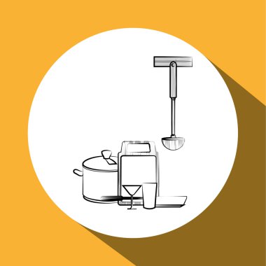 Mutfak tasarımı. Malzemeleri simgesi. Beyaz arka plan, vektör çizim