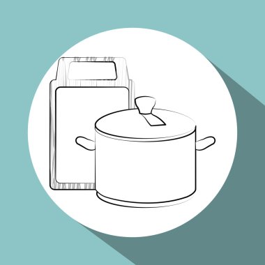Mutfak tasarımı. Malzemeleri simgesi. Beyaz arka plan, vektör çizim