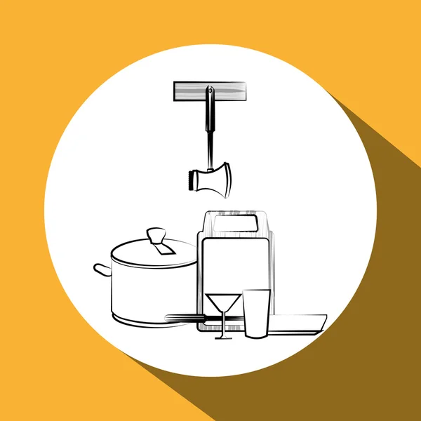 Küchendesign. liefert Ikone. weißer Hintergrund, Vektorabbildung — Stockvektor