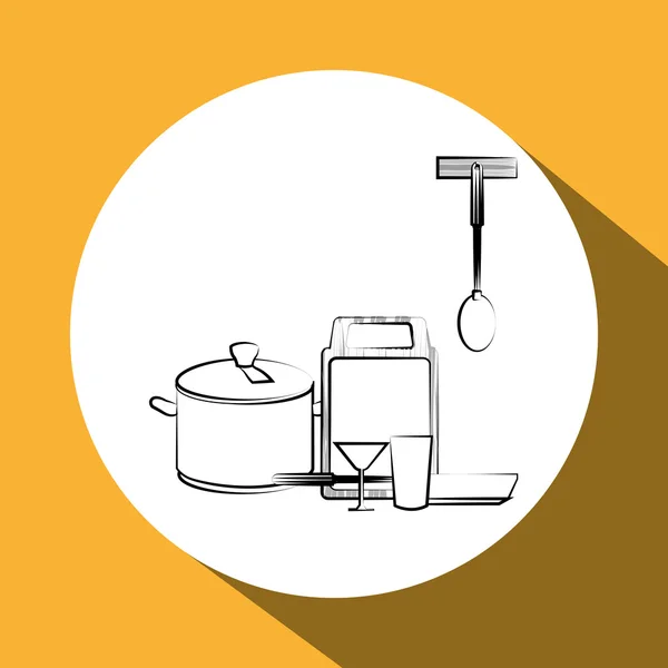 Küchendesign. liefert Ikone. weißer Hintergrund, Vektorabbildung — Stockvektor