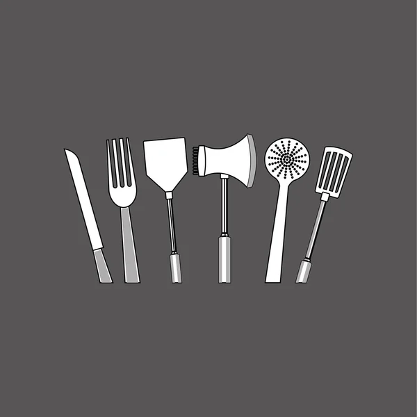 Cucina di design. Icona delle forniture. Sfondo bianco, illustrazione vettoriale — Vettoriale Stock