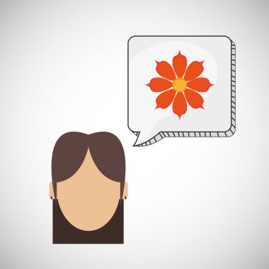 Çiçek kavramı. Kadın simgesi. Colorfiul illüstrasyon