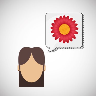 Çiçek kavramı. Kadın simgesi. Colorfiul illüstrasyon