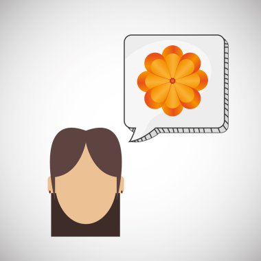 Çiçek kavramı. Kadın simgesi. Colorfiul illüstrasyon