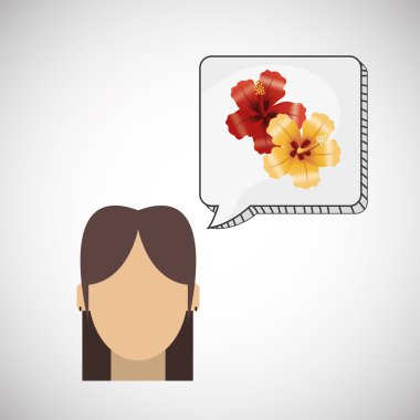 Çiçek kavramı. Kadın simgesi. Colorfiul illüstrasyon