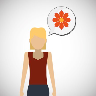 Çiçek kavramı. Kadın simgesi. Colorfiul illüstrasyon