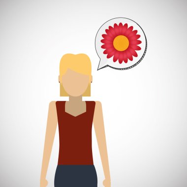 Çiçek kavramı. Kadın simgesi. Colorfiul illüstrasyon