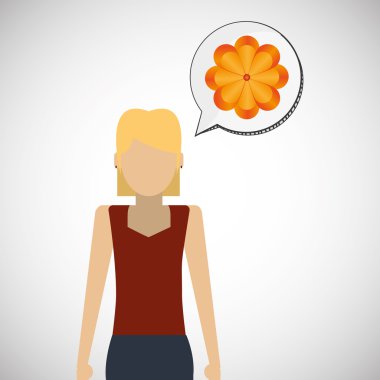 Çiçek kavramı. Kadın simgesi. Colorfiul illüstrasyon