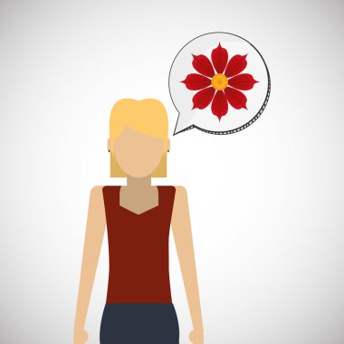 Çiçek kavramı. Kadın simgesi. Colorfiul illüstrasyon