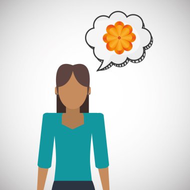 Çiçek kavramı. Kadın simgesi. Colorfiul illüstrasyon