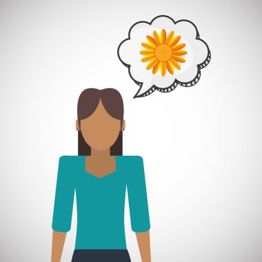 Çiçek kavramı. Kadın simgesi. Colorfiul illüstrasyon