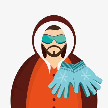 Kış tasarım. Spor idolü. Renkli resimde, vektör