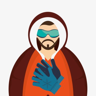 Kış tasarım. Spor idolü. Renkli resimde, vektör