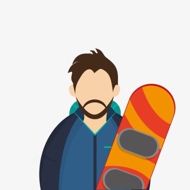 Kış tasarım. Spor idolü. Renkli resimde, vektör