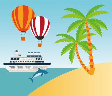 Yaz tasarım. Tatil simgesi. Renkli resimde, vektör