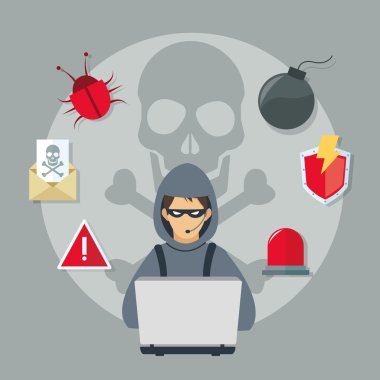 Internet güvenlik tasarım. Sistem kutsal kişilerin resmi. Renkli resimde, vektör